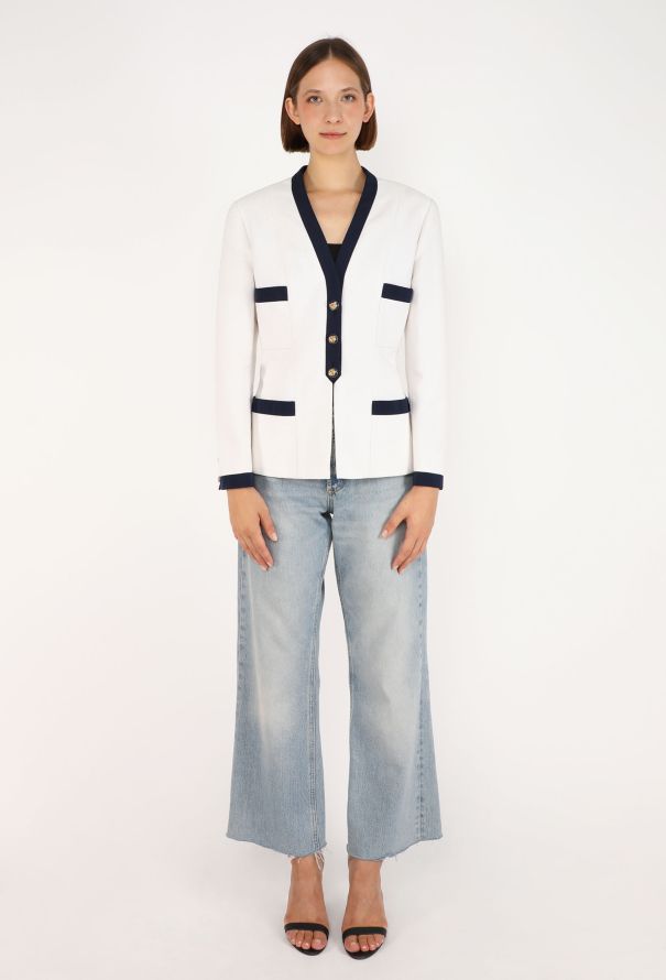 Chanel Camélia Piqué Cotton Blazer, S/S 1992 - 2