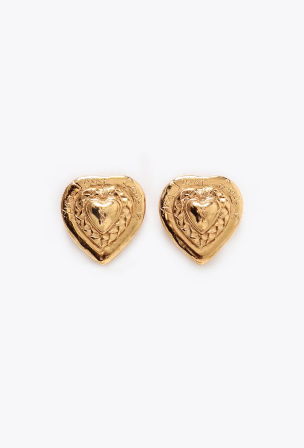 Saint Laurent Vintage Quilted Heart Clip Earrings - 1
