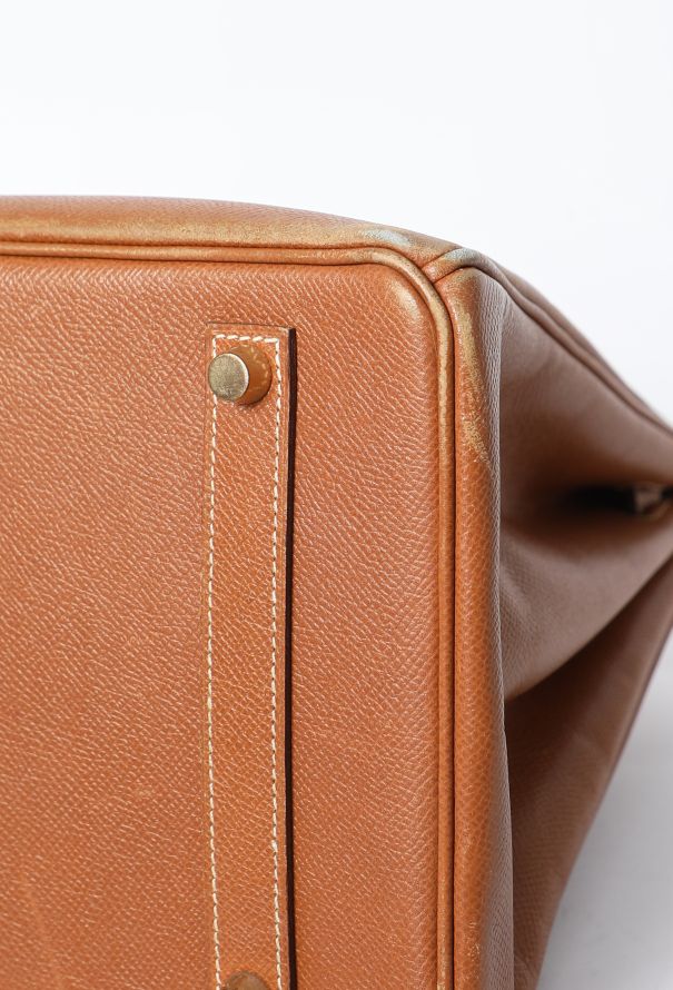 Hermès Beautifully Patinated Vintage Gold Courchevel Birkin 35 - 11