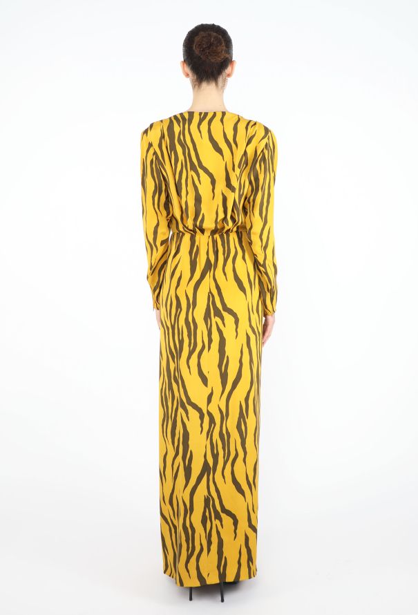 Saint Laurent Collector S/S 1989 Plunging Tiger Gown - 6