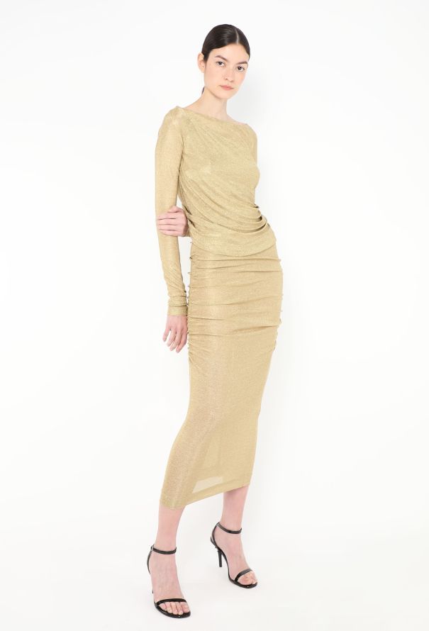 Dolce & Gabbana F/W 2023 Metallic Ruched Mesh Dress - 4