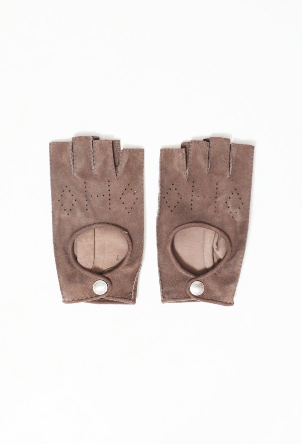 Perforated 'CC' Fingerless Leather Gloves, Authentic & Vintage