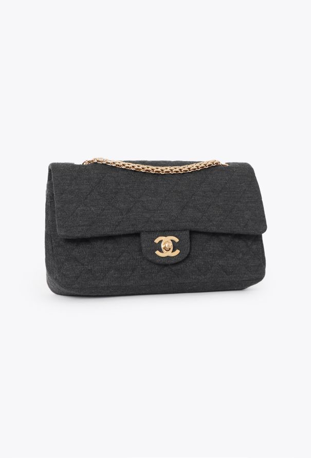 Chanel Grey Jersey Medium Timeless Bag - 3 Chanel Grey Jersey Medium Timeless Bag - 3