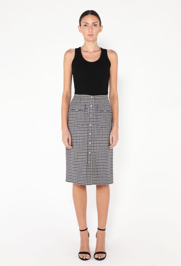 Prada 2024 Gingham Midi Skirt - 2