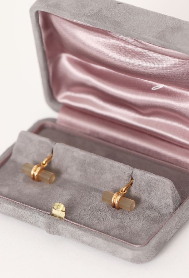 Vintage Fine Jewelry Poiray 18K Gold & Chalcedony Cufflinks - 4