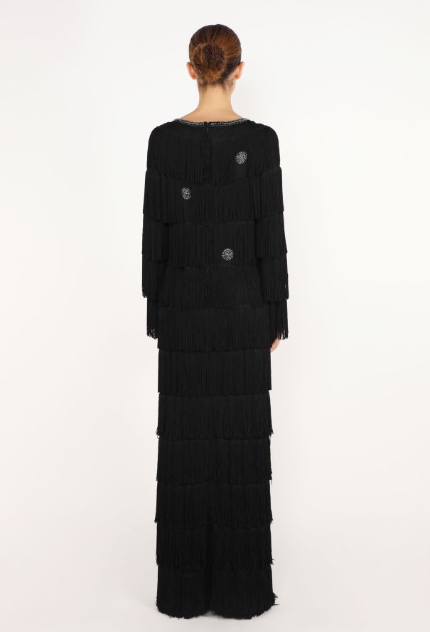Louis Féraud Embellished Fringe Gown, 1980s - 6