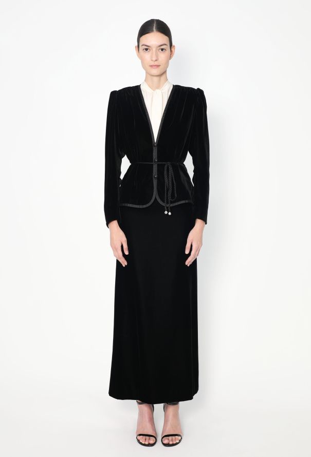 Saint Laurent 1977 Russian Belted Velvet Ensemble - 1