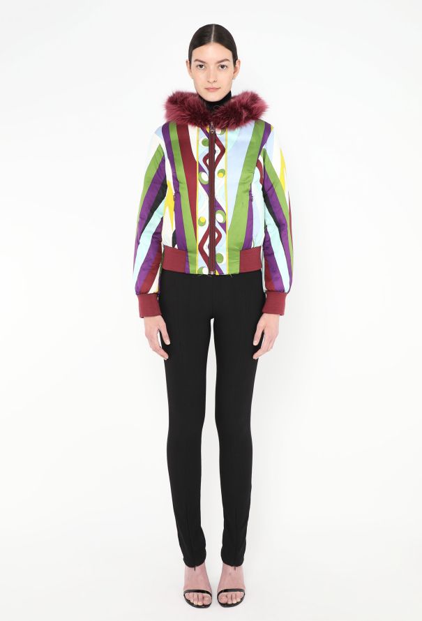 Emilio Pucci Graphic Rabbit Fur Hood Bomber - 4