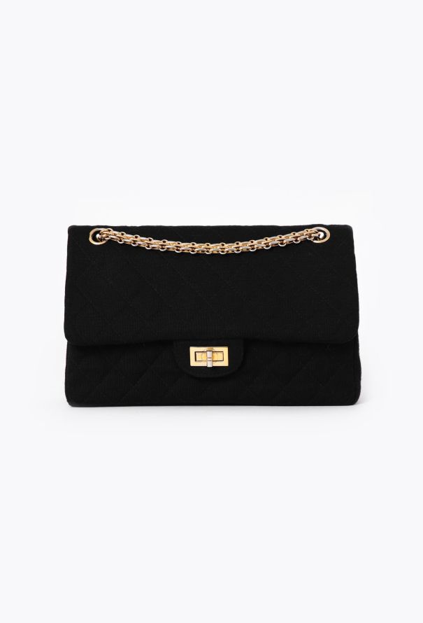 Chanel Black Jersey 2.55 Medium Flap Bag - 1