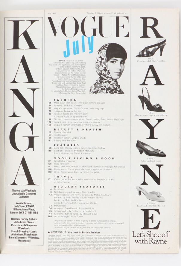 VOGUE UK 1985 Demarchelier Cover Issue Trio - 7