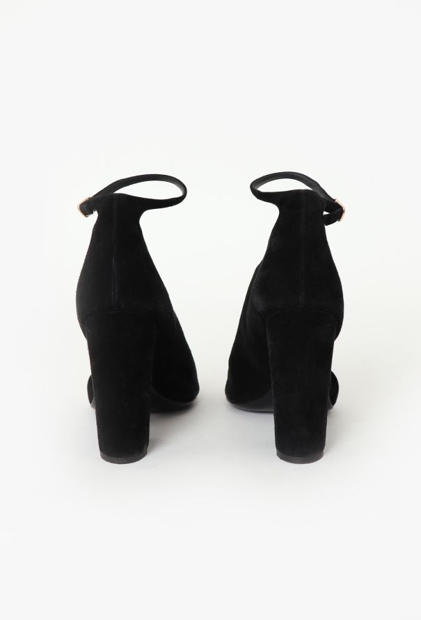 Hermès Sculpted Suede Block Heels - 4 Hermès Sculpted Suede Block Heels - 4