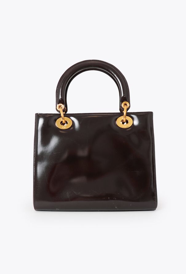 Dior Brown Patent Medium Lady Dior - 4