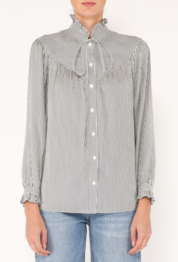 Céline Resort 2020 Pinstripe Lavallière Blouse - 1