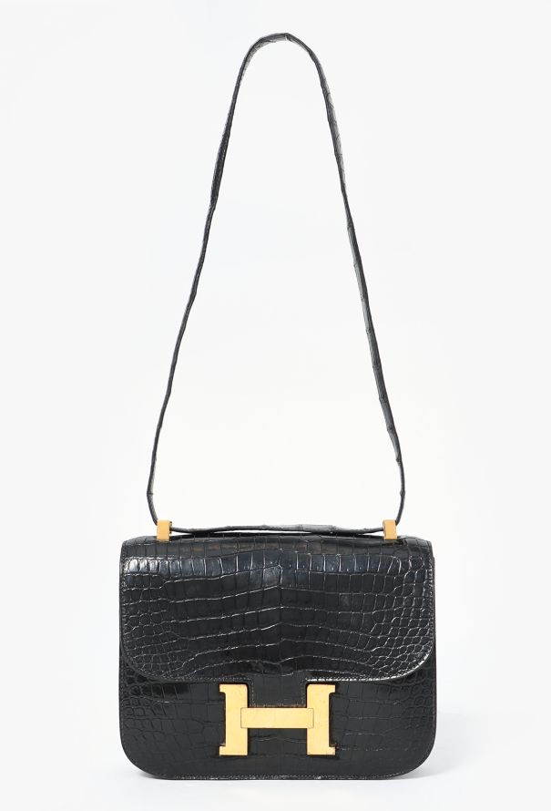 Hermès '80s Black Porosus Constance 22 - 3