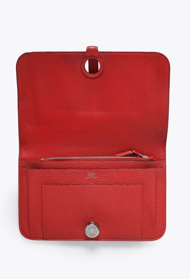Hermès Red Taurillon Clémence Dogon GM Wallet - 12