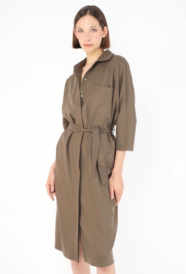 Hermès Twill Belted Shirt Dress - 6