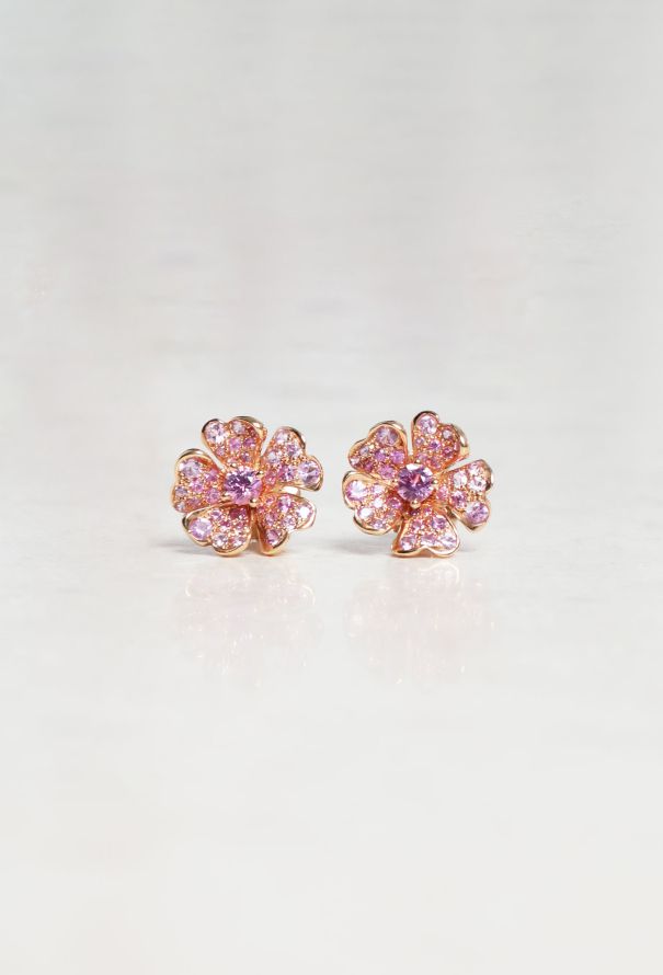 Pink Sapphire & Diamond Small Flower Necklace