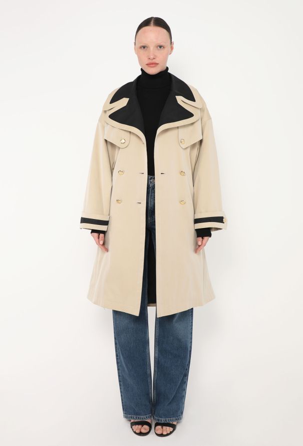 Chanel '90s Bicolor Belted Trench Coat - 2