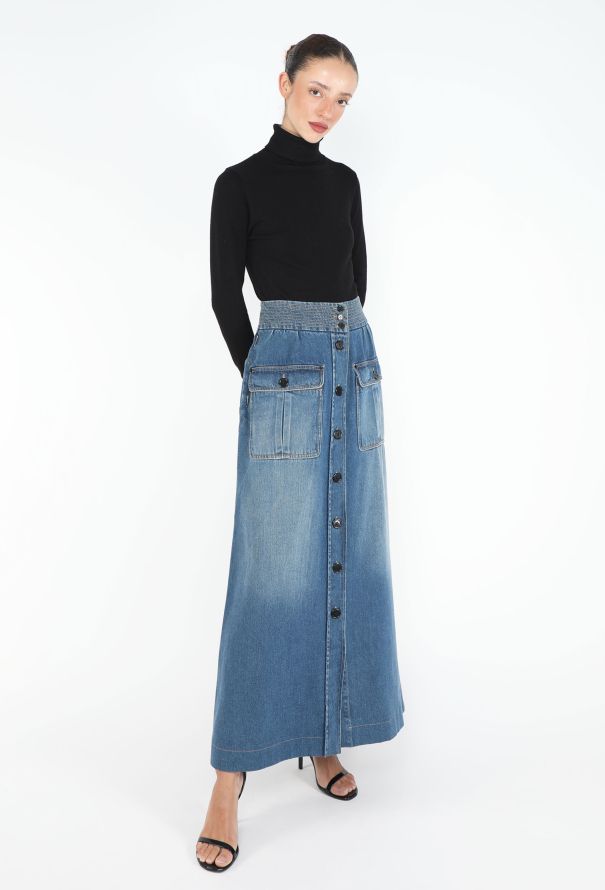 Chloé S/S 2015 Denim Maxi Skirt - 5