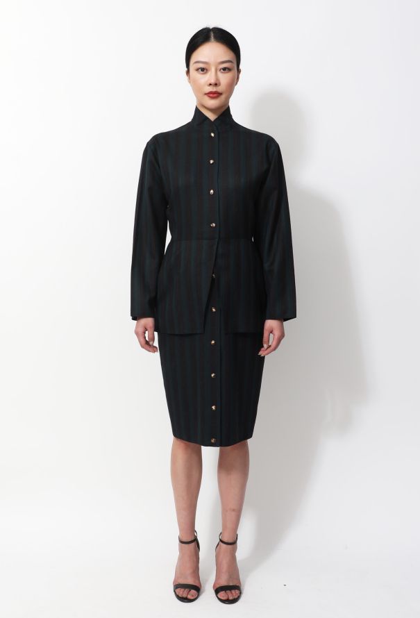 Exquisite Vintage Anne-Marie Beretta Striped Wool Dress - 1
