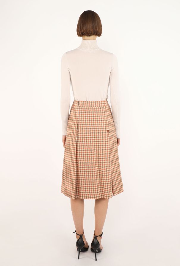Céline Horsebit Checkered Pleated Skirt, 1970s - 4