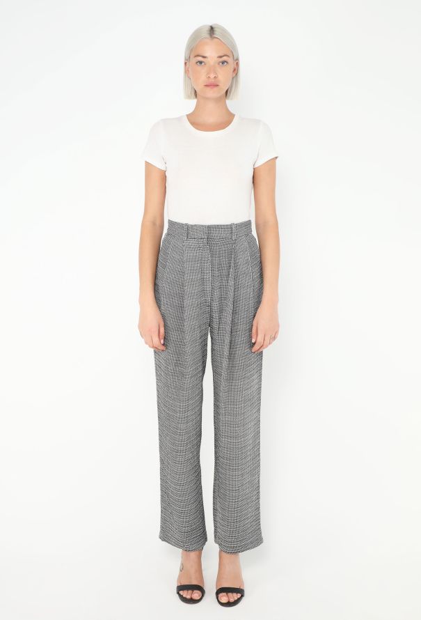 Céline Silk Houndstooth Trousers - 2 Céline Silk Houndstooth Trousers - 2