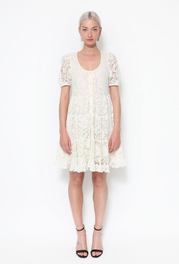 Saint Laurent S/S 2016 Ruffled Lace Dress - 1