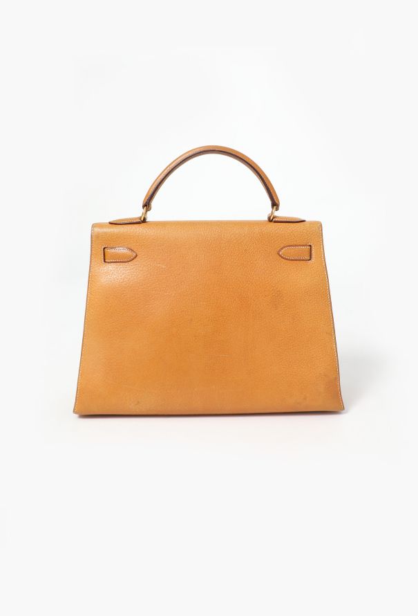 【HERMES】vintage pierce Rare '90s Gold Peccary Kelly Sellier 32 | Authentic