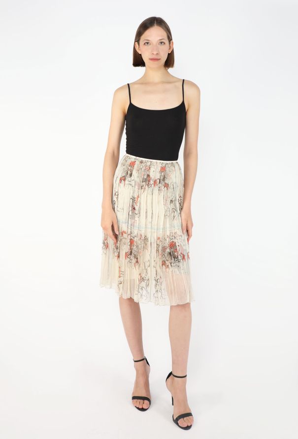 Hermès 2009 'Finish' Printed Chiffon Skirt - 3