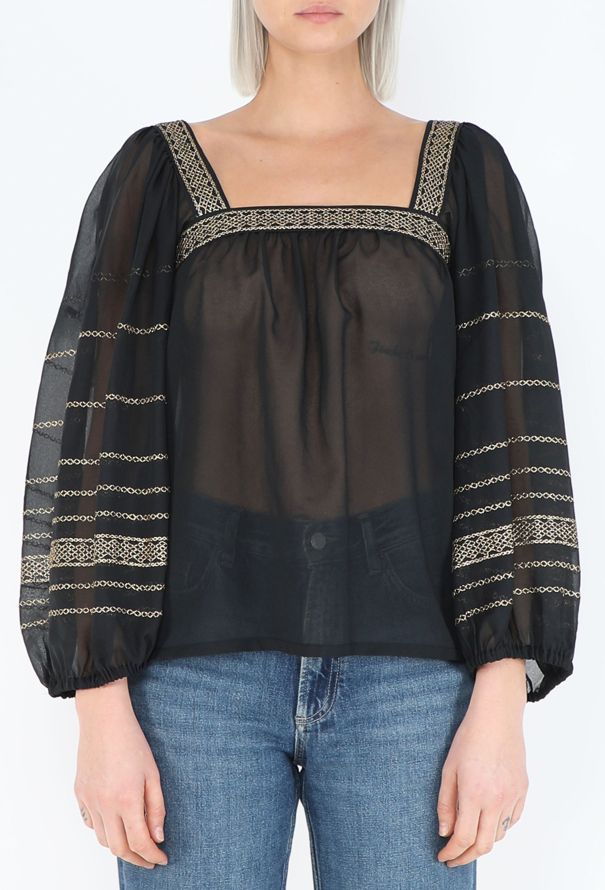Saint Laurent 1977 Russian Lamé Peasant Blouse - 1
