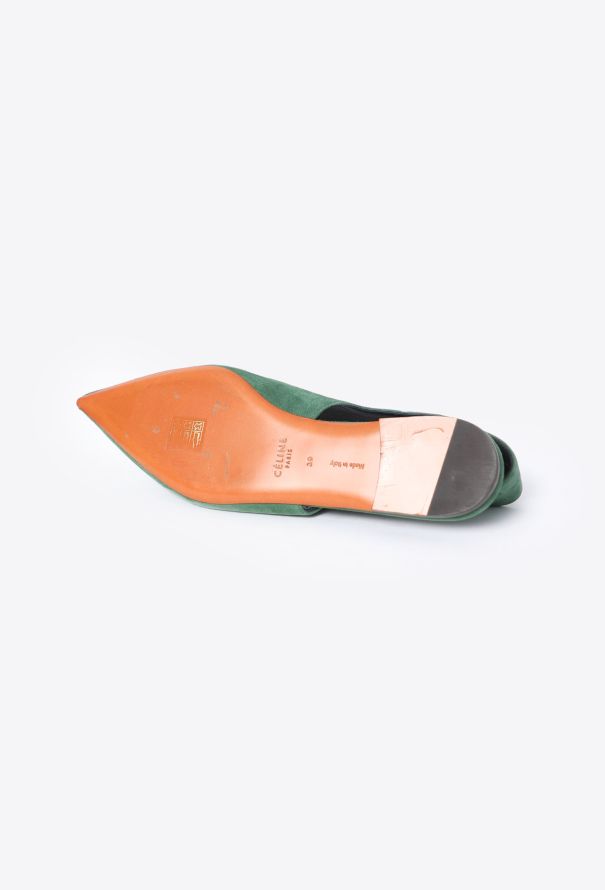 Céline Pointed Suede Slingback Flats - 5