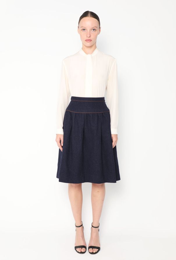 Saint Laurent '70s Piped Trim Felted Skirt - 2 Saint Laurent '70s Piped Trim Felted Skirt - 2