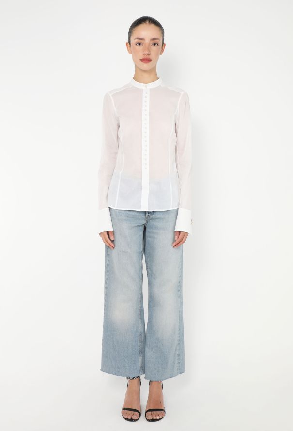 Chanel 2005 Pearl Button Voile Blouse - 5 Chanel 2005 Pearl Button Voile Blouse - 5