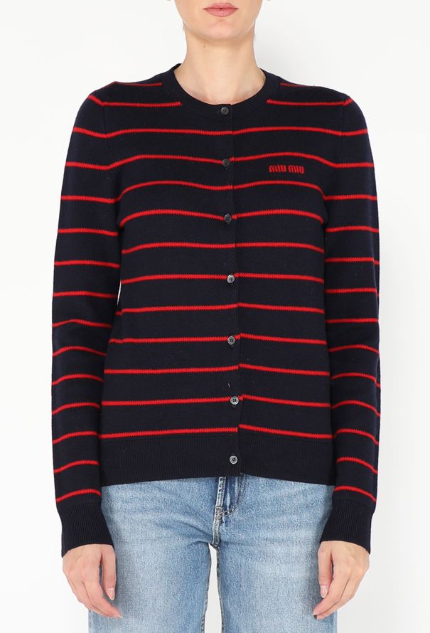 Miu Miu 2024 Striped Logo Cardigan - 2