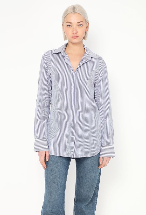 The Row 2023 Derica Pinstripe Cotton Shirt - 1