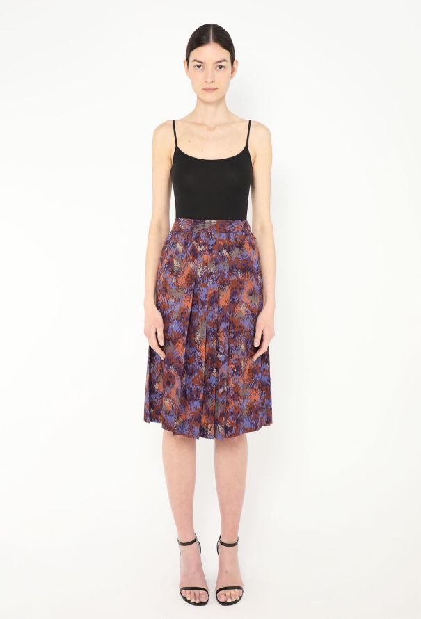 Saint Laurent 1973 Abstract Floral Pleated Ensemble - 2 Saint Laurent 1973 Abstract Floral Pleated Ensemble - 2