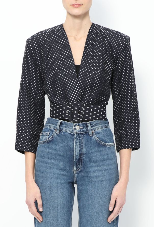 Saint Laurent Vintage Belted Polka Dot Jacket - 1