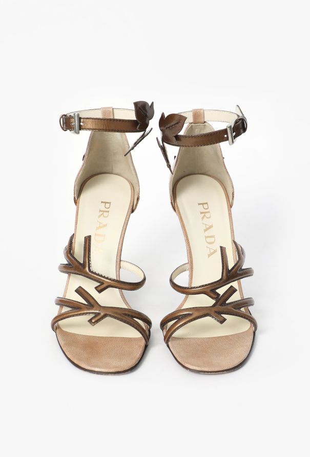 Prada Rare S/S 1997 Vine Appliqué Sandals - 4