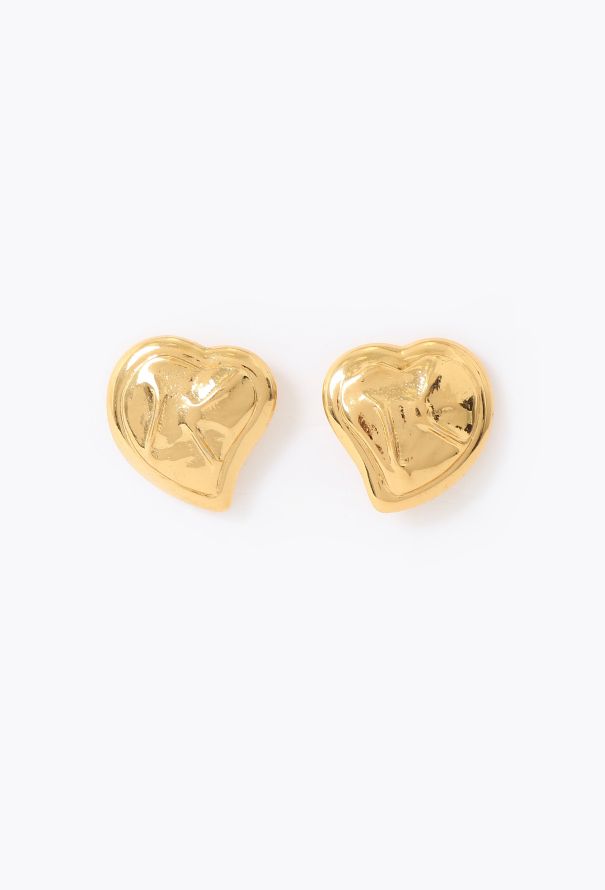 Saint Laurent 1993 Hammered Heart Clip Earrings - 1