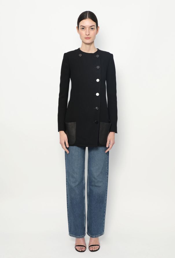 Céline F/W 2010 Leather Trim Peacoat - 1