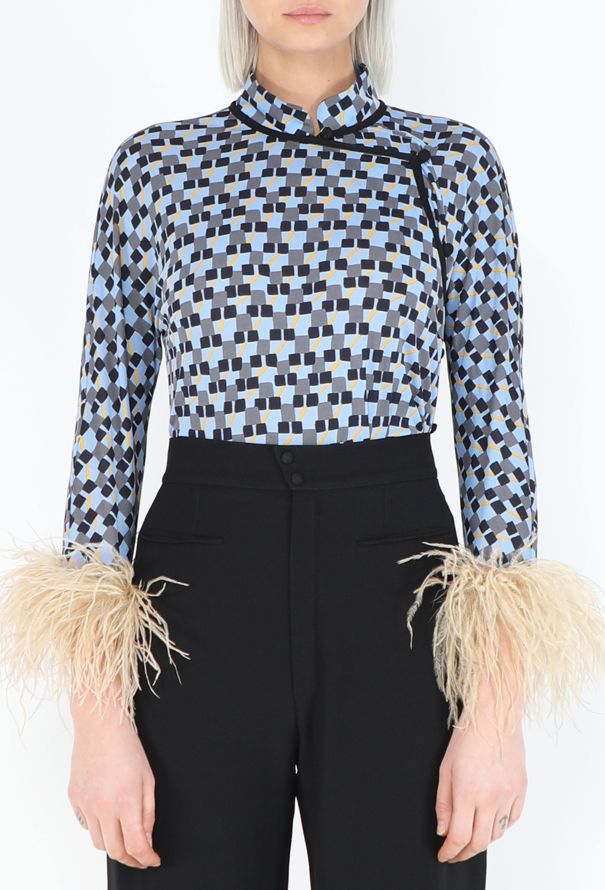 Prada S/S 2017 Graphic Ostrich Feather Top - 3