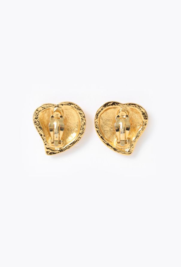 Saint Laurent 1993 Hammered Heart Clip Earrings - 3 Saint Laurent 1993 Hammered Heart Clip Earrings - 3