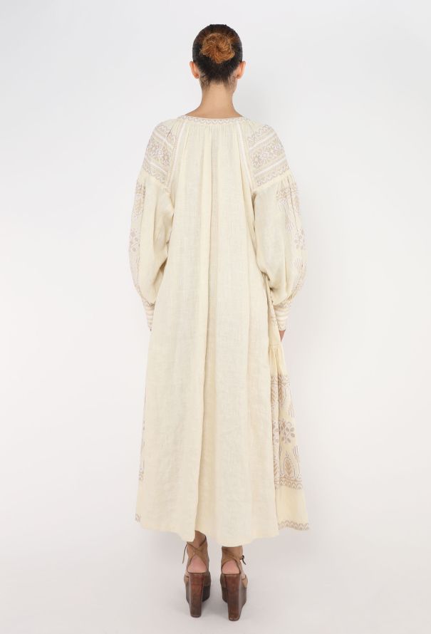 Vita Kin Embroidered Linen Kaftan Dress - 5