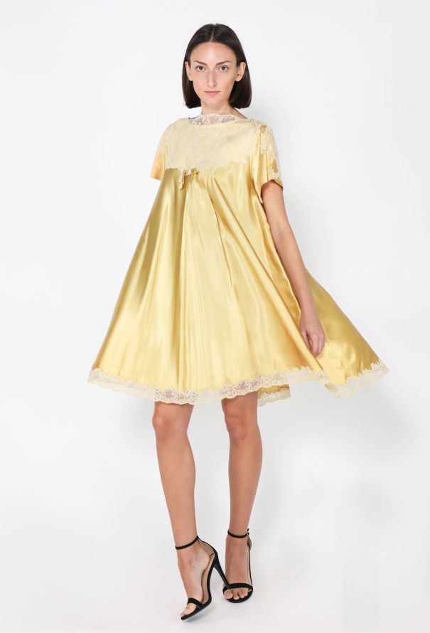 Satin Lace Trim Dress, 1960s - 2