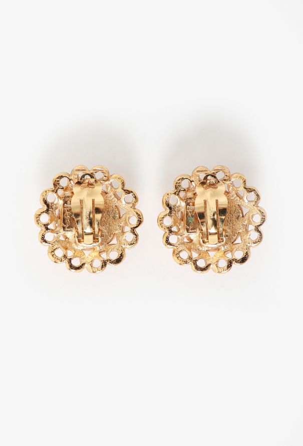 Saint Laurent Vintage Hammered Floral Clip Earrings - 3 Saint Laurent Vintage Hammered Floral Clip Earrings - 3