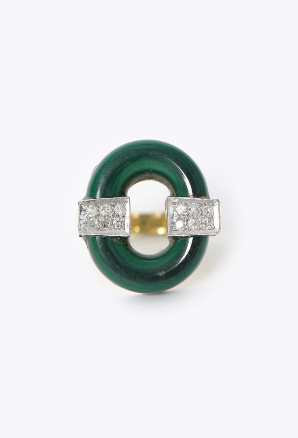 Vintage Fine Jewelry Vintage Abstract 14K Yellow Gold & Malachite Ring - 1