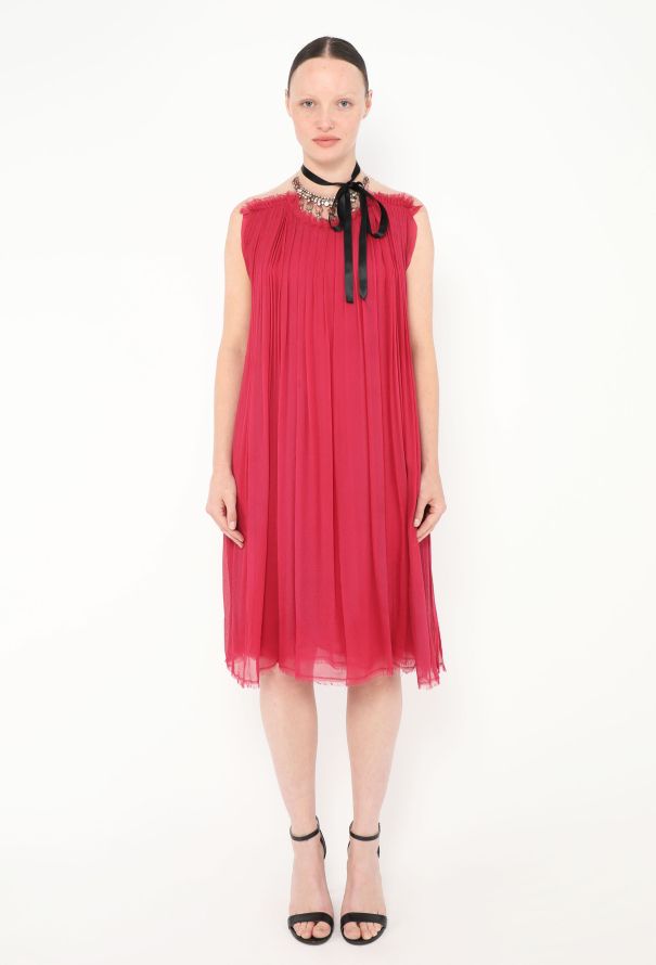 Lanvin S/S 2003 Strass Trim Chiffon Dress - 2