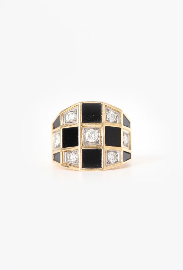 Van Cleef & Arpels Rare 1980s 18k Yellow Gold, Diamond & Onyx Ring - 1