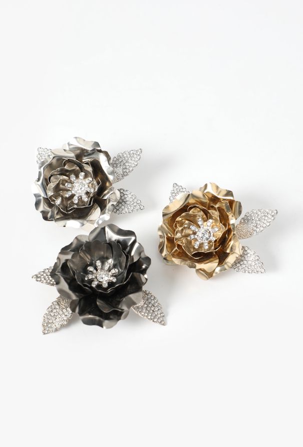 Azzaro Vintage 3-piece Strass Floral Brooches - 5