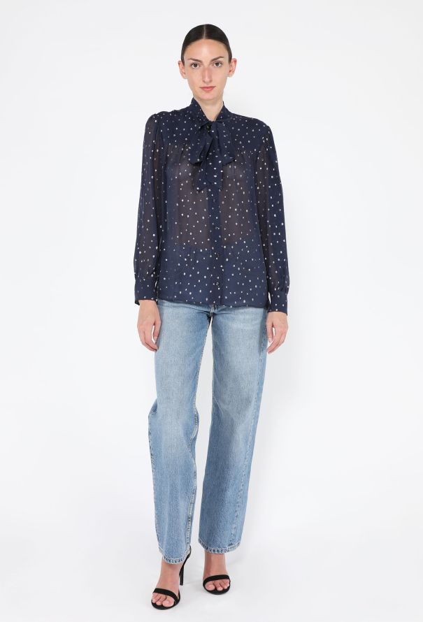 Chloé Spotted Silk Lavallière Blouse, 2025 - 3
